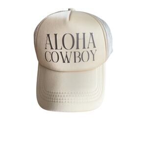 New Aloha Cowboy Mesh Trucker Hat Cream/ Beige and Brown